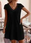 Kadın Kısa Kollu V Yakalı Viskon Elbise
