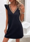 Kadın Kısa Kollu V Yakalı Viskon Elbise