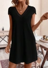 Kadın Kısa Kollu V Yakalı Viskon Elbise