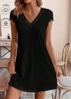 Kadın Kısa Kollu V Yakalı Viskon Elbise
