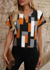 Kadın Kısa Kollu V Yakalı Yarasa Kollu Atlas Bluz