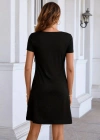 Kadın Kısa Kollu Yaka Detay Viskon Elbise