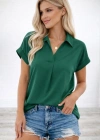 Kadın Kısa Kollu Yakalı Dokuma Viskon Bluz