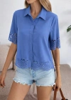 Kadın Kısa Kollu Yakalı önden Düğmeli Dubai Gömlek Bluz