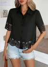 Kadın Kısa Kollu Yakalı önden Düğmeli Dubai Gömlek Bluz