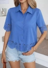 Kadın Kısa Kollu Yakalı önden Düğmeli Dubai Gömlek Bluz