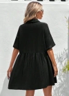 Kadın Kısa Kollu Yakalı önden Düğmeli Kısa Bürümcük Elbise