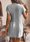 Kadın Kısa Kollu Yakalı önden Düğmeli Kısa Trikoton Elbise