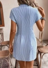Kadın Kısa Kollu Yakalı önden Düğmeli Kısa Trikoton Elbise