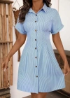 Kadın Kısa Kollu Yakalı önden Düğmeli Kısa Trikoton Elbise