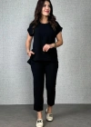 Kadın Kısa Kollu Yuvarlak Yaka Aerobin Bluz Ve Pantolon Ikili Takım