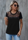 Kadın Kısa Kollu Yuvarlak Yaka ön Dantel Detaylı Viskon Bluz