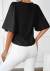 Kadın Kısa Kollu Yuvarlak Yaka Sandy Bluz