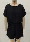 Kadın Kısa Kollu Yuvarlak Yakalı Ithal Keten Bluz Ve Short Ikili Takım