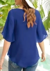 Kadın Kısa Yırtmaç Kollu Yuvarlak Yaka şifon Bluz