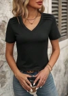 Kadın Kollu V Yakalı Omuzlarda çizgi Detaylı Viskon Bluz