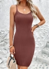 Kadın Kolsuz Askılı Poliyelit Triko Fitilli Mini Elbise