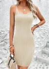 Kadın Kolsuz Askılı Poliyelit Triko Fitilli Mini Elbise