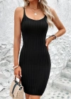 Kadın Kolsuz Askılı Poliyelit Triko Fitilli Mini Elbise