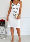 Kadın Kolsuz Askılı Sırt çapraz Detay To Do List Baskı Süprem Gecelik Elbise