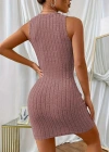 Kadın Kolsuz Bisiklet Yaka Kalın Fitilli Kaşkorse Mini Elbise