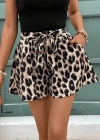 Kadın Kolsuz Bisiklet Yaka Viskon Bluz Ve Leopar Desenli Kısa Modal Short Ikili Takım