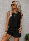 Kadın Kolsuz Bisiklet Yakalı Kısa Bluz Ve Short Ikili Takım