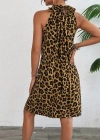 Kadın Kolsuz Boyundan Askılı Desenli Midi Süprem Elbise