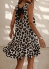 Kadın Kolsuz Sırttan Bağlamalı Fırfırlı Leopar Desenli Süprem Elbise