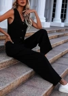 Kadın Kolsuz V Yakalı önden Düğmeli Ithal Krep Ve Pantolon Ikili Takım