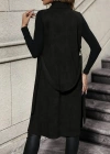Kadın Kolsuz Yakalı önü Açık Belden Kuşaklı Süet Midi Yelek