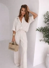 Kadın Krep Kumaş Gömlek Ve Ispanyol Paça Pantolon Ikili Takım
