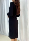Kadın Kruvaze Yaka Balon Kol idi Boy Elbise