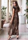 Kadın Leopar Desenli Dantelli Jesica Kumaş axi Boy Elbise