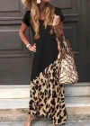Kadın Leopar Garnili, Turlu Viskon Elbise