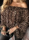 Kadın Madonna Yaka Bağcıklı Leopar Desen Detaylı şifon Bluz
