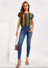 Kadın Mikro Kumaş çizgili Desen Bluz