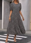 Kadın Mini Leopar Desen Midi üç Kat Elbise