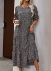 Kadın Mini Leopar Desen Midi üç Kat Elbise