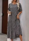 Kadın Mini Leopar Desen Midi üç Kat Elbise