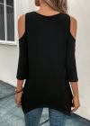 Kadın Omuzlardan Açık Sıfır Yaka Asimetrik Kesim Detay Viskon Bluz