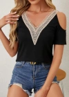 Kadın Omuzlardan Açık V Yakalı Viskon Bluz
