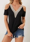 Kadın Omuzlardan Açık V Yakalı Viskon Bluz