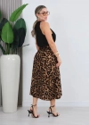 Kadın önden Bağlamalı Leopar Desenli Süprem Uzun Etek