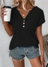 Kadın önü Düğme Detay V Yaka Kaşkorse Bluz