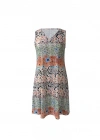 Kadın Sıfır Kol V Yaka çiçek Desenli Süprem Elbise