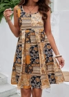 Kadın Sıfır Kol Yuvarlak Yaka çiçek Desenli Süprem Elbise