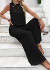 Kadın Sıfır Kollu Bisiklet Yaka Arkadan Bağlamalı Aer8bin Bluz Ve Pantolon Ikili Takım