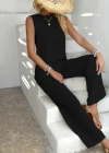 Kadın Sıfır Kollu Bisiklet Yaka Arkadan Bağlamalı Aer8bin Bluz Ve Pantolon Ikili Takım
