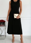 Kadın Sıfır Kollu Bisiklet Yaka Midi Viskon Iki Iplik Elbise